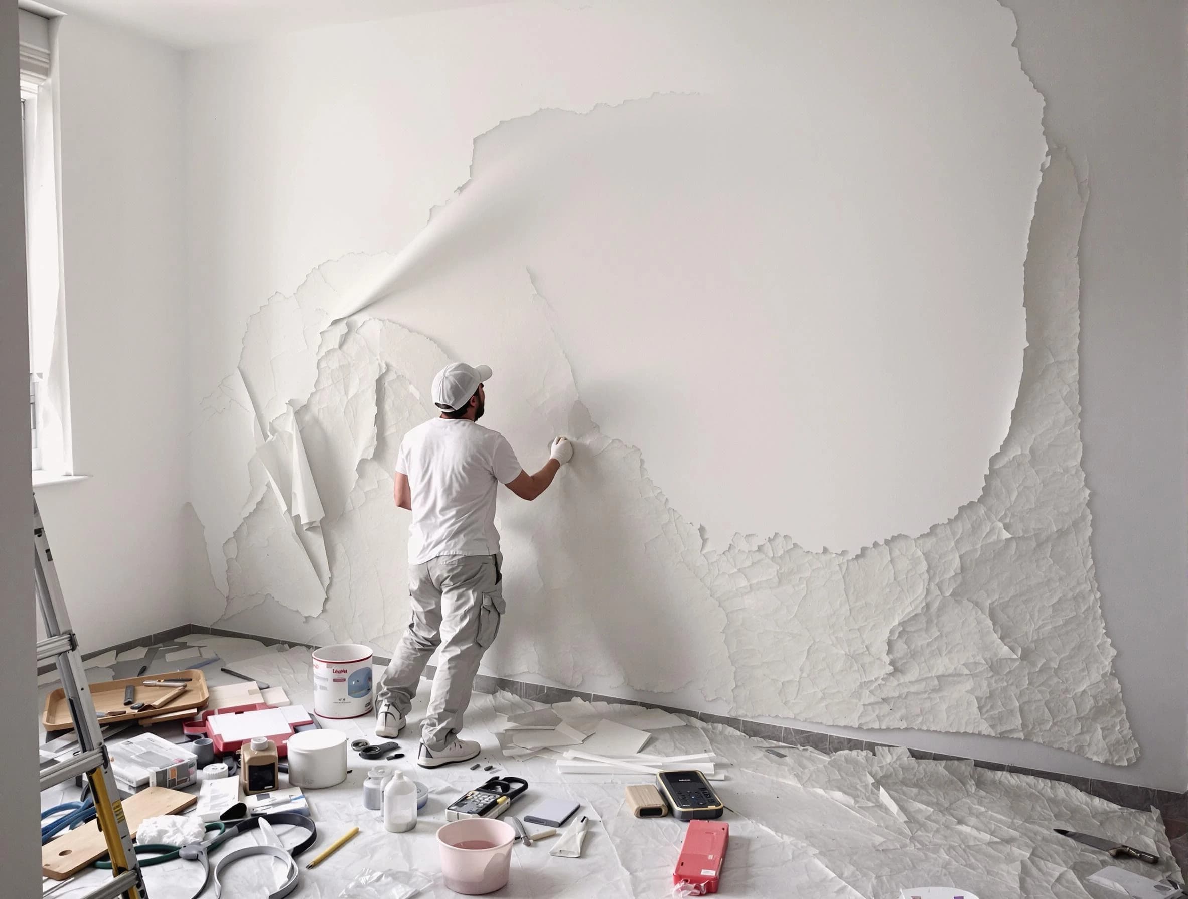 Removing old wallpaper to reveal clean walls by Streetsboro House Painters in Streetsboro